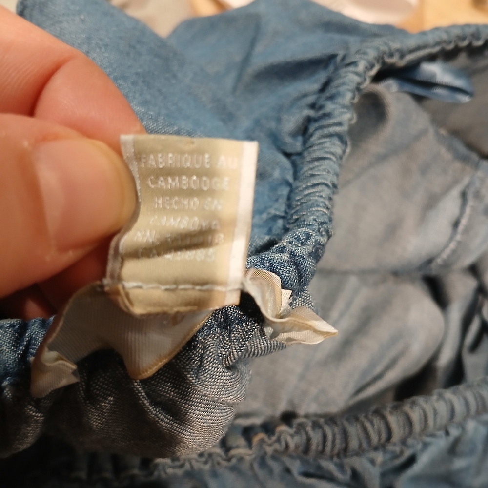 MICHAEL Michael Kors Denim Chambray Ruffle Top Size Small - Picture 6 of 8